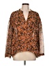 Jessica Simpson 100% Polyester Animal Print Orange Long Sleeve Blouse Size L - photo 1