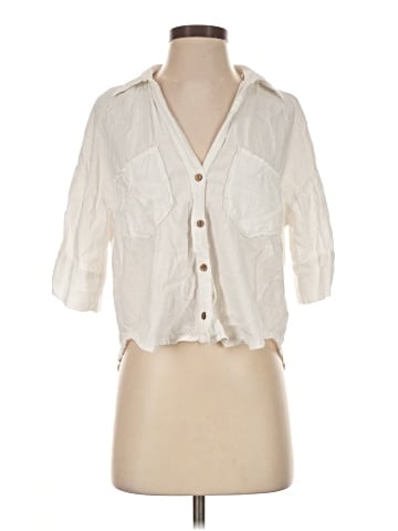 Zara 3/4 Sleeve Button-Down Shirt (view 1)