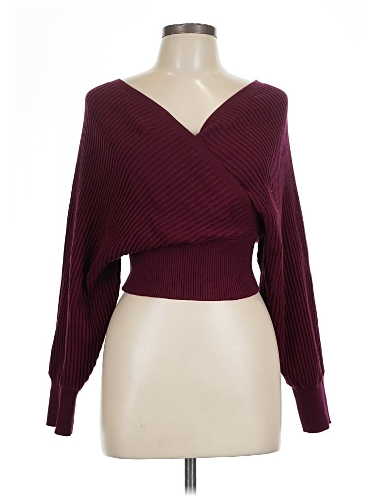 Pre-owned She + Sky Pullover Sweater In Burgundy