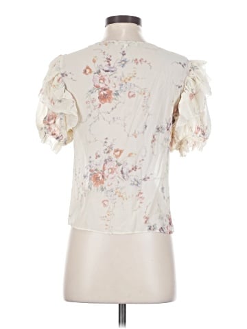 LoveShackFancy Short Sleeve Silk Top (view 2)