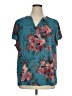 Maurices 100% Polyester Floral Teal Short Sleeve Blouse Size 1X - photo 1