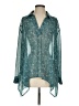 CAbi 100% Polyester Paisley Teal Long Sleeve Blouse Size S - photo 1