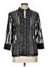 Travelers by Chico's 100% Polyester Metallic Silver 3/4 Sleeve Blouse Size Lg (2) - photo 1