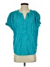 Chico's 100% Linen Teal Short Sleeve Blouse Size Sm (0.5) - photo 1