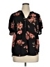 Maurices 100% Polyester Floral Black Short Sleeve Blouse Size 1X - photo 1