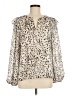 Jade 100% Polyester Animal Print Ivory Long Sleeve Blouse Size M - photo 1