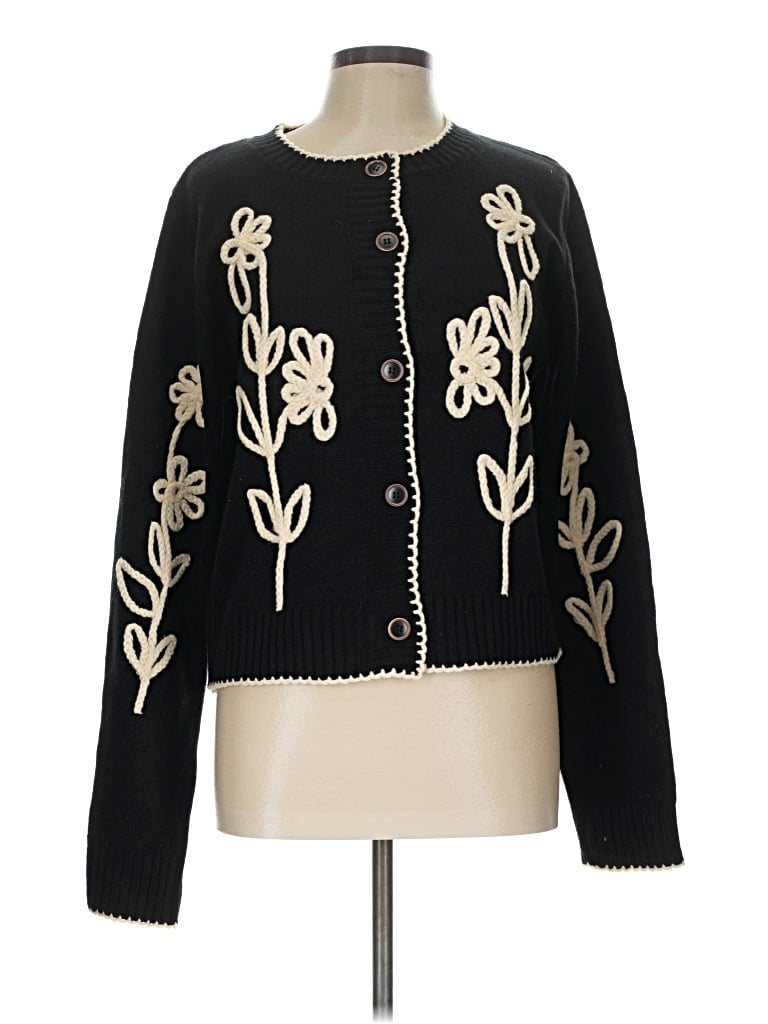 Pre-owned Listicle Cardigan Sweater In Black