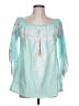 Taj Teal 3/4 Sleeve Blouse Size L - photo 1