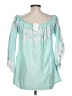 Taj Teal 3/4 Sleeve Blouse Size L - photo 2