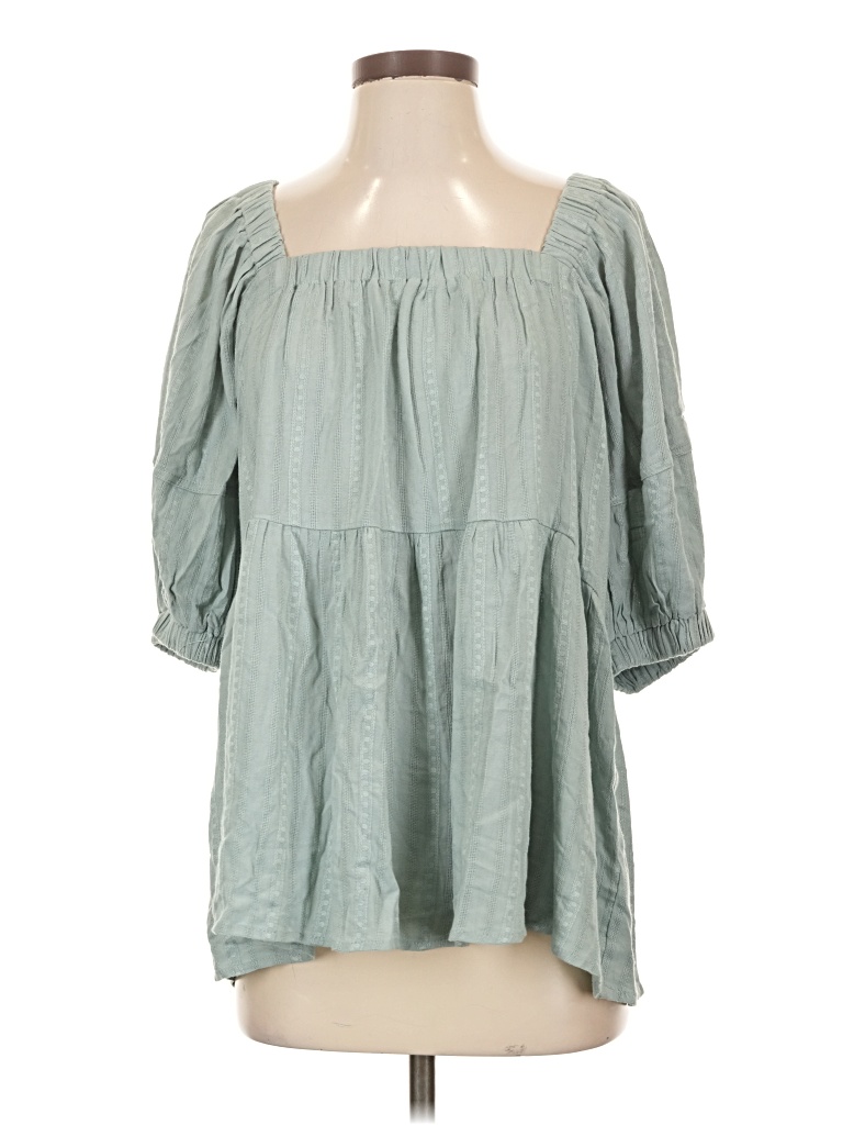 Pre-owned Assorted Brands 3/4 Sleeve Blouse In Green