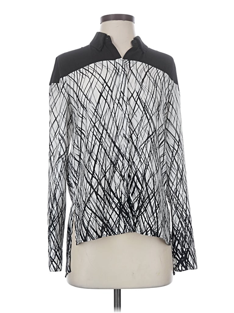 Pre-owned Bcbgmaxazria Long Sleeve Blouse In Silver