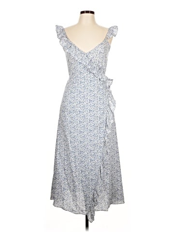 Madewell Petite Ruffled Wrap Maxi Dress in Americana Floral (view 1)