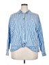 St. John's Bay 100% Cotton Stripes Blue Long Sleeve Button-Down Shirt Size 2X - photo 1