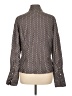 Faconnable 100% Silk Tweed Brown Long Sleeve Silk Top Size L - photo 2