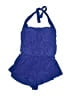 Aqua Green Solid Blue Purple One Piece Swimsuit Size M - photo 1