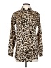 Zara Animal Print Brown Long Sleeve Button-Down Shirt Size XS - photo 1