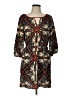 Glam 100% Polyester Print Brown Casual Dress Size L - photo 1