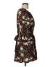 Glam 100% Polyester Print Brown Casual Dress Size L - photo 4