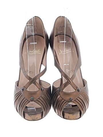 Christian Louboutin Bronze Nappa Leather Scissor Girl 120 Peep Toe pumps (view 2)