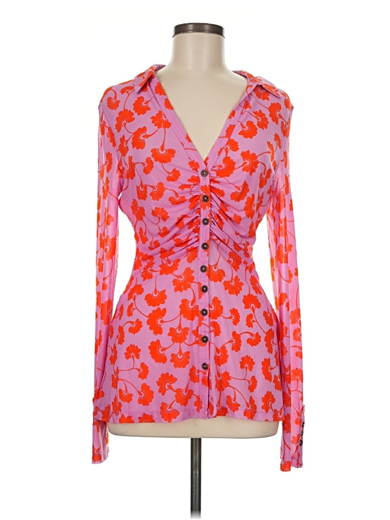 Pre-owned Free People Long Sleeve Blouse In Orange
