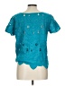 August Silk 100% Cotton Teal Short Sleeve Blouse Size L - photo 2