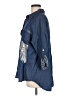 MADE IN ITALY Metallic Blue 3/4 Sleeve Button-Down Shirt Size M (estimated) - photo 5