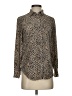 J.Crew 100% Silk Animal Print Brown Long Sleeve Silk Top Size 2 - photo 1