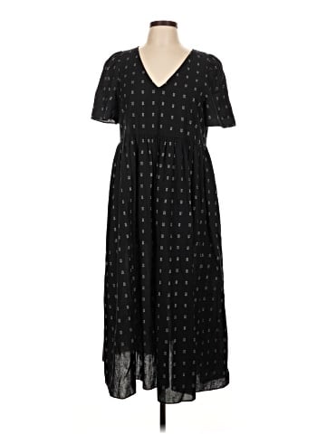 Madewell Dobby Puff-Sleeve V-Neck Midi Dress (view 1)