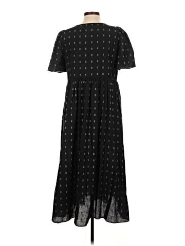 Madewell Dobby Puff-Sleeve V-Neck Midi Dress (view 2)