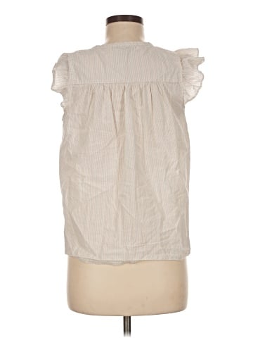 Madewell Ruffle-Sleeve Bib Top in Metallic Stripe (view 2)