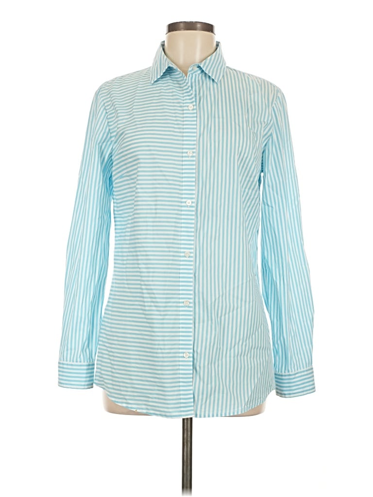 Pre-owned J. Mclaughlin Long Sleeve Button Down Shirt In Teal