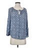 Joie 100% Silk Chevron-herringbone Jacquard Paisley Blue 3/4 Sleeve Silk Top Size S - photo 1