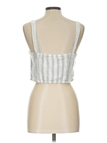 Madewell Linen-Blend Abbie Crop Top in Stripe (view 2)
