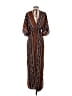 Unbranded 100% Polyester Print Brown Casual Dress Size XS - photo 2