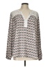 NYDJ 100% Polyester Chevron-herringbone Ivory Long Sleeve Blouse Size L - photo 1