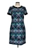 London Times Print Blue Casual Dress Size 10 - photo 1