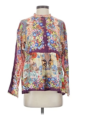 Johnny Was 3/4 Sleeve Silk Top (view 1)