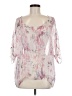Ella Moss 100% Silk Aztec Or Tribal Print Tie-dye Tropical Pink 3/4 Sleeve Silk Top Size M - photo 1
