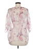 Ella Moss 100% Silk Aztec Or Tribal Print Tie-dye Tropical Pink 3/4 Sleeve Silk Top Size M - photo 2