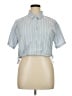 No Comment 100% Polyester Stripes Blue Short Sleeve Blouse Size XL - photo 1
