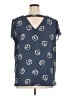 Ann Taylor LOFT 100% Polyester Blue Short Sleeve Blouse Size XL - photo 2
