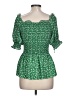 Max Studio 100% Polyester Green 3/4 Sleeve Blouse Size L - photo 2