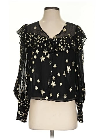 LoveShackFancy Long Sleeve Silk Top (view 1)