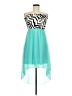 Hot Tempered Chevron-herringbone Teal Cocktail Dress Size M - photo 1