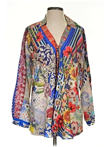 Johnny Was 3/4 Sleeve Silk Top (view 1)
