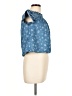 Lily White 100% Cotton Blue Short Sleeve Blouse Size L - photo 4