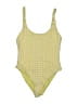 Jonathan Simkhai 100% Spandex Plaid Yellow One Piece Swimsuit Size M - photo 1