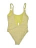 Jonathan Simkhai 100% Spandex Plaid Yellow One Piece Swimsuit Size M - photo 2