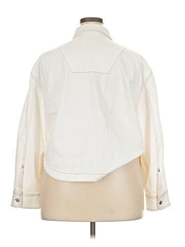 Madewell Denim Long-Sleeve Crop Shirt in Tile White (view 2)