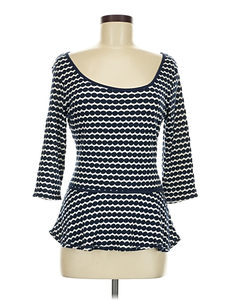 Max Studio 3/4 Sleeve Top Blue Square Neckline Tops